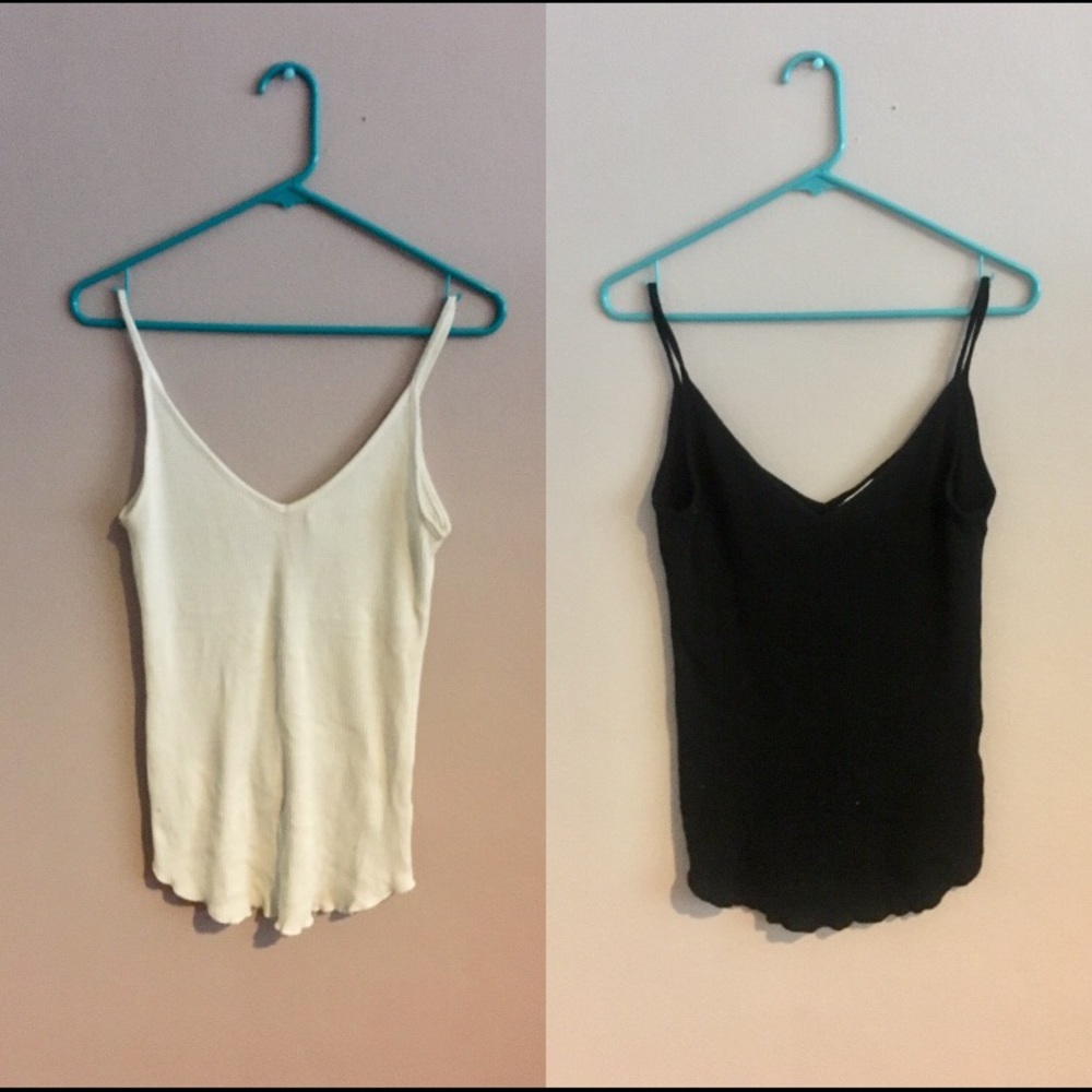 Ribbed Black and White Tanks